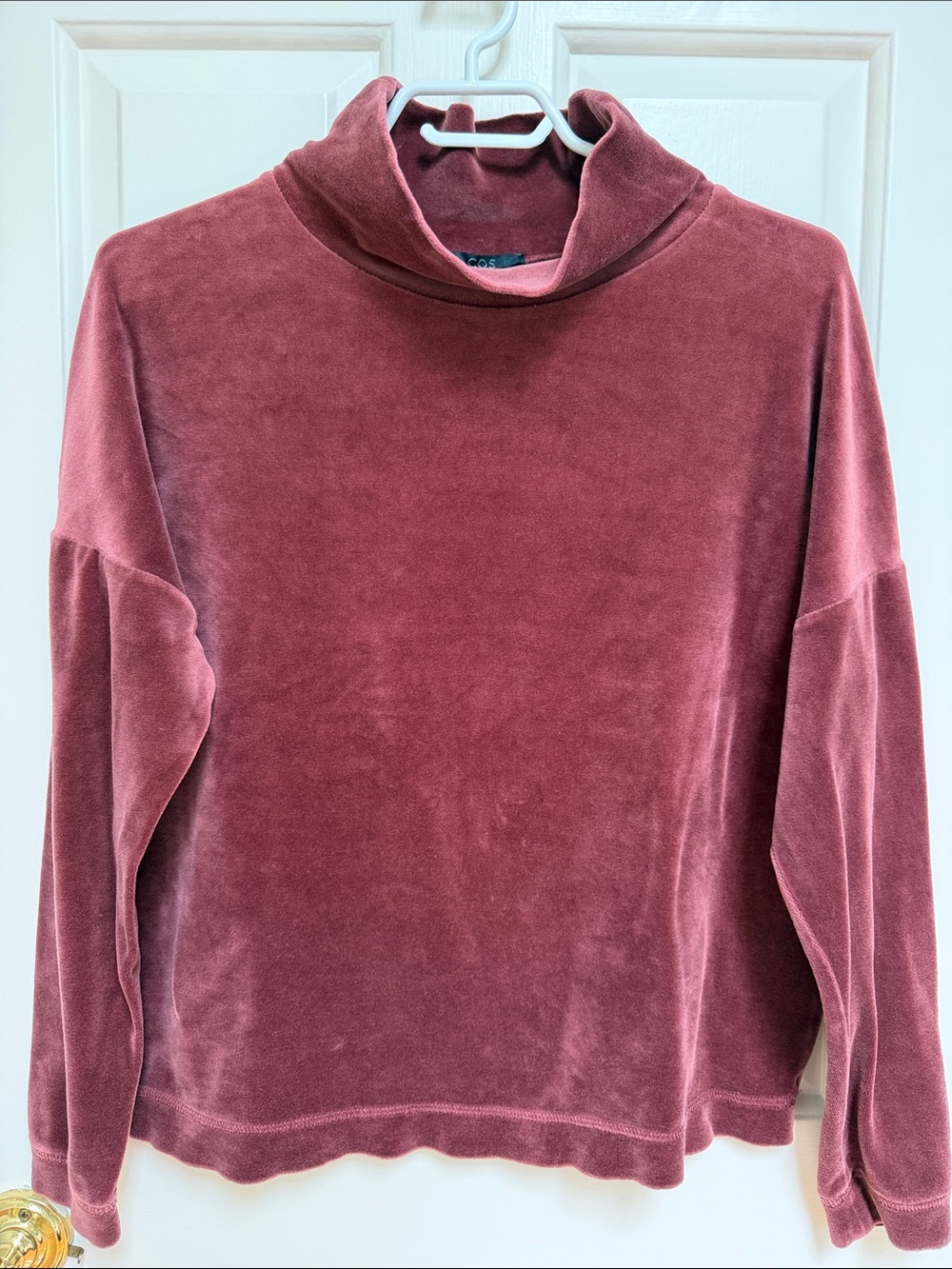COS sz XS Velvet dropped shoulder long sleeve sweatshirt top rust red colour